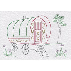 Gypsy caravan pattern at Stitching Cards